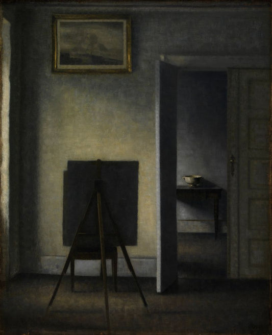 Interior with the Artist's Easel - by Vilhelm Hammershøi