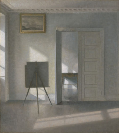 Interior with an Easel, Bredgade 25 - by Vilhelm Hammershøi