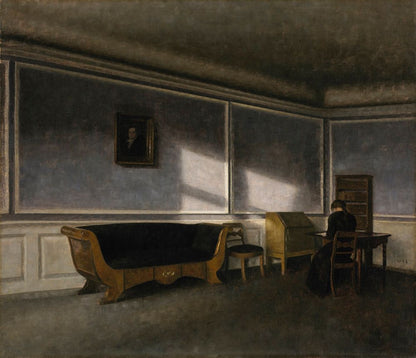 Sunshine in the Drawing Room (Solskin i dagligstuen) - by Vilhelm Hammershøi