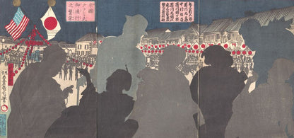 米国グラント氏御通行之繁栄|Splendor of the Procession of General Grant from America (Beikoku Guranto-shi go tsūkō no han&'i) - by Toyohara Kunichika