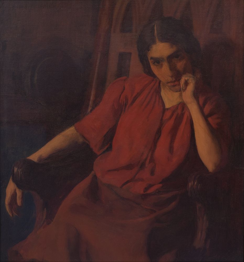 Woman in Red - by Thomas Pollock Anshutz