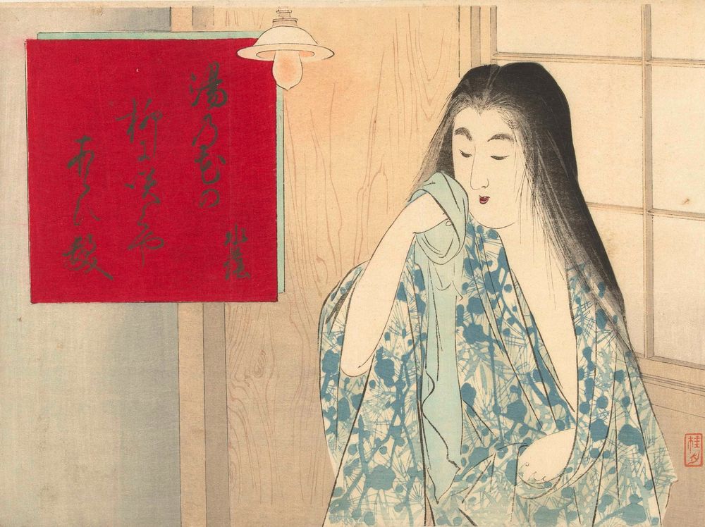 Vrouw in een interieur - by Takeuchi Keishū