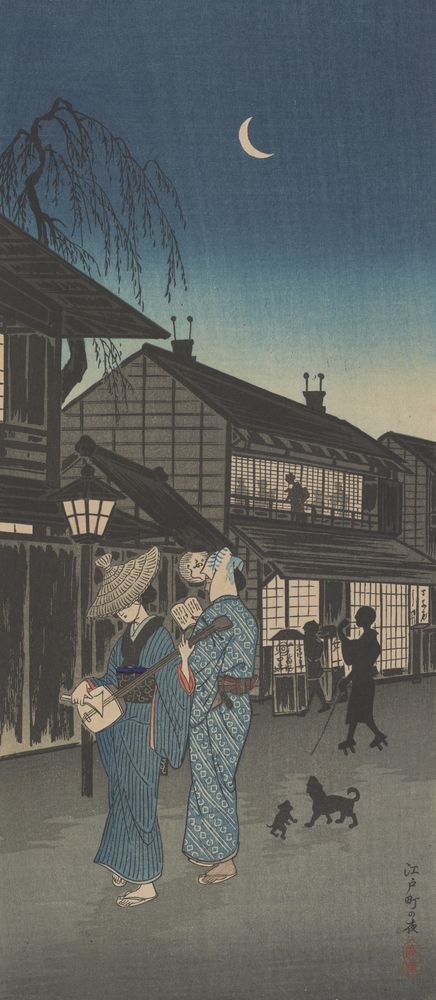 Revelers in moonight - by Takahashi Shōtei