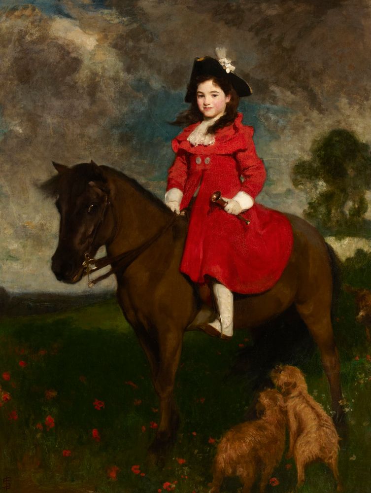 The Field, the Artist's Daughter on a Pony - by Solomon Joseph Solomon