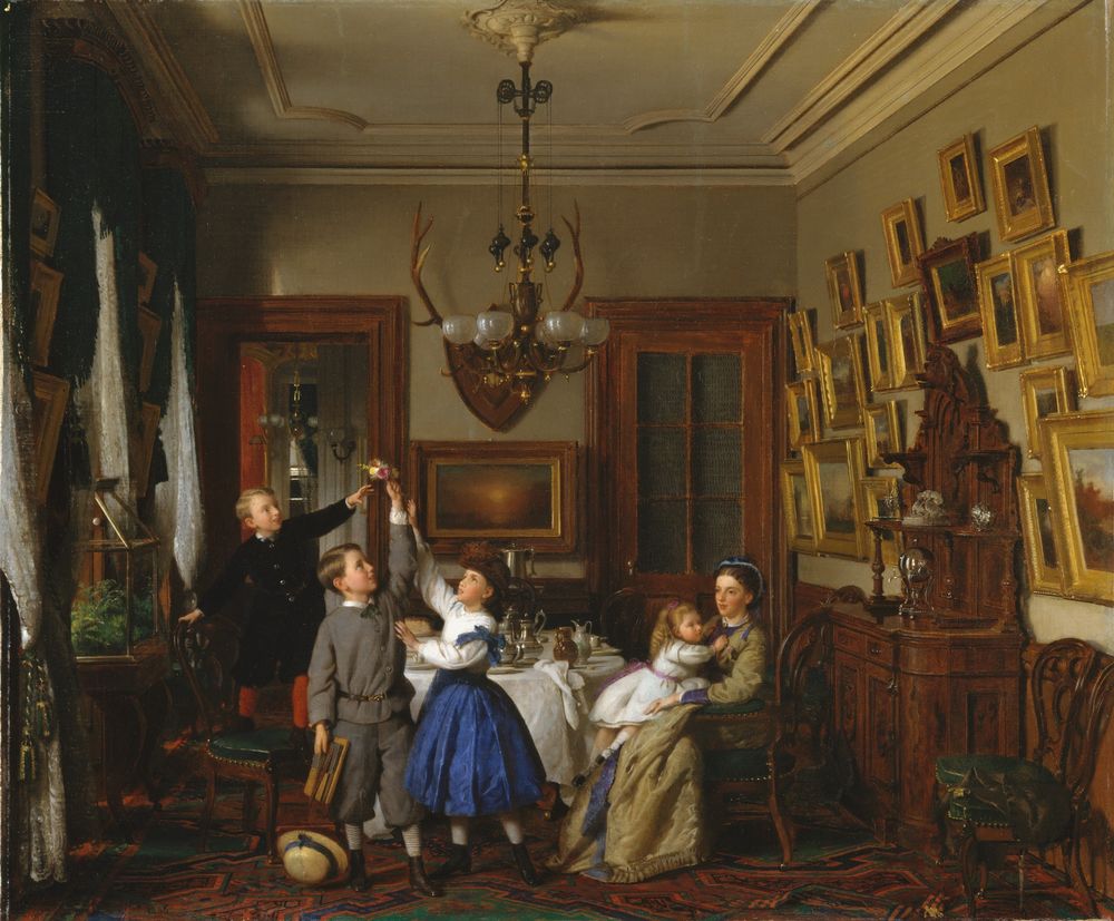 The Contest for the Bouquet: The Family of Robert Gordon in Their New York Dining-Room - by Seymour Joseph Guy