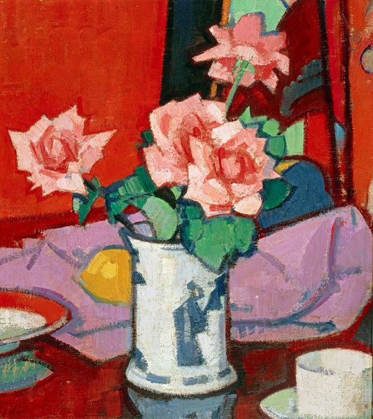 Pink Roses, Chinese Vase - by Samuel Peploe