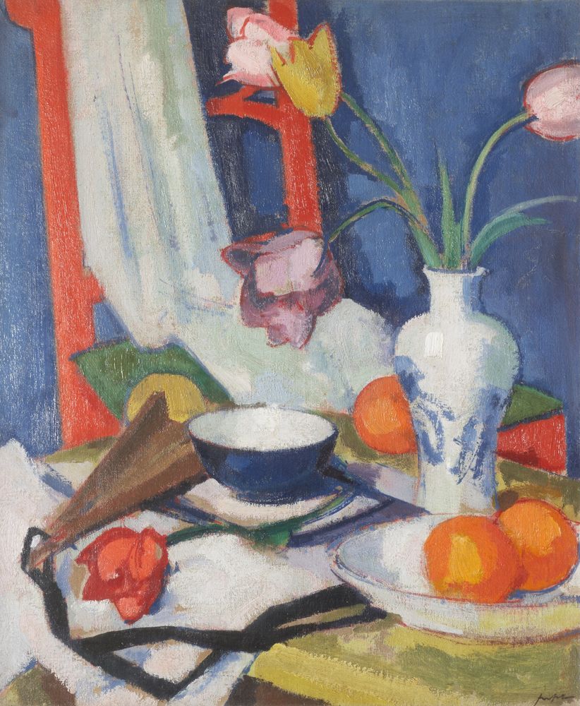 Still Life with Tulips and Oranges - by Samuel Peploe