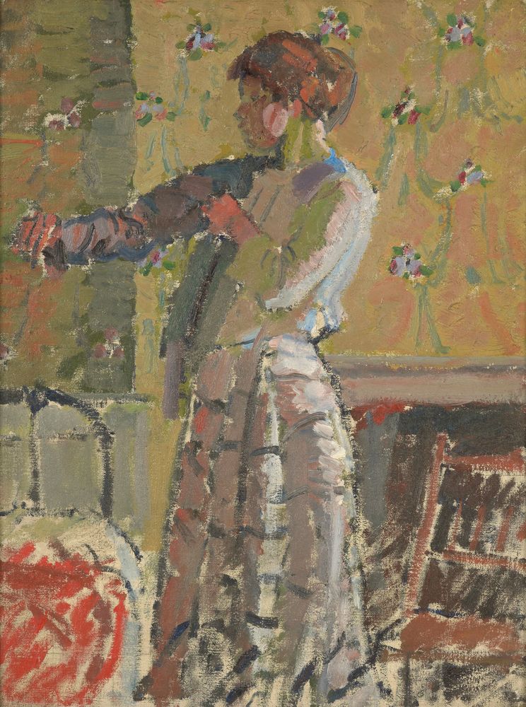 Girl dressing - by Harold Gilman