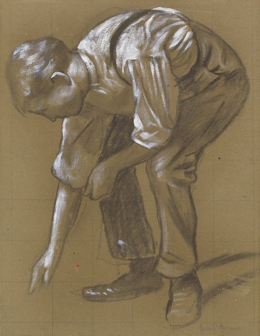 A Man Bending Over - by Hans Thoma