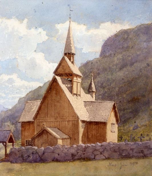 The Stave Church in Nesbyen - by Hans Gude