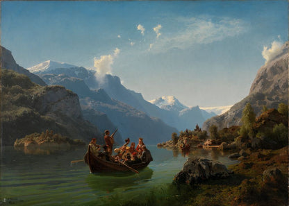 Bridal Procession on the Hardangerfjord - by Hans Gude