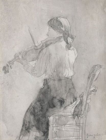 Young Woman playing a Violin - by Gwen John