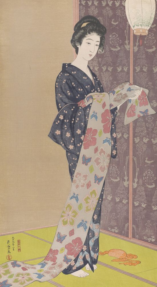 Girl in Summer Costume - by Goyō Hashiguchi