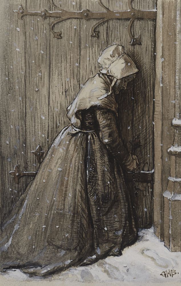 Woman at Church Door - by George Henry Boughton