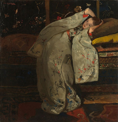 Meisje in witte kimono - by George Hendrik Breitner