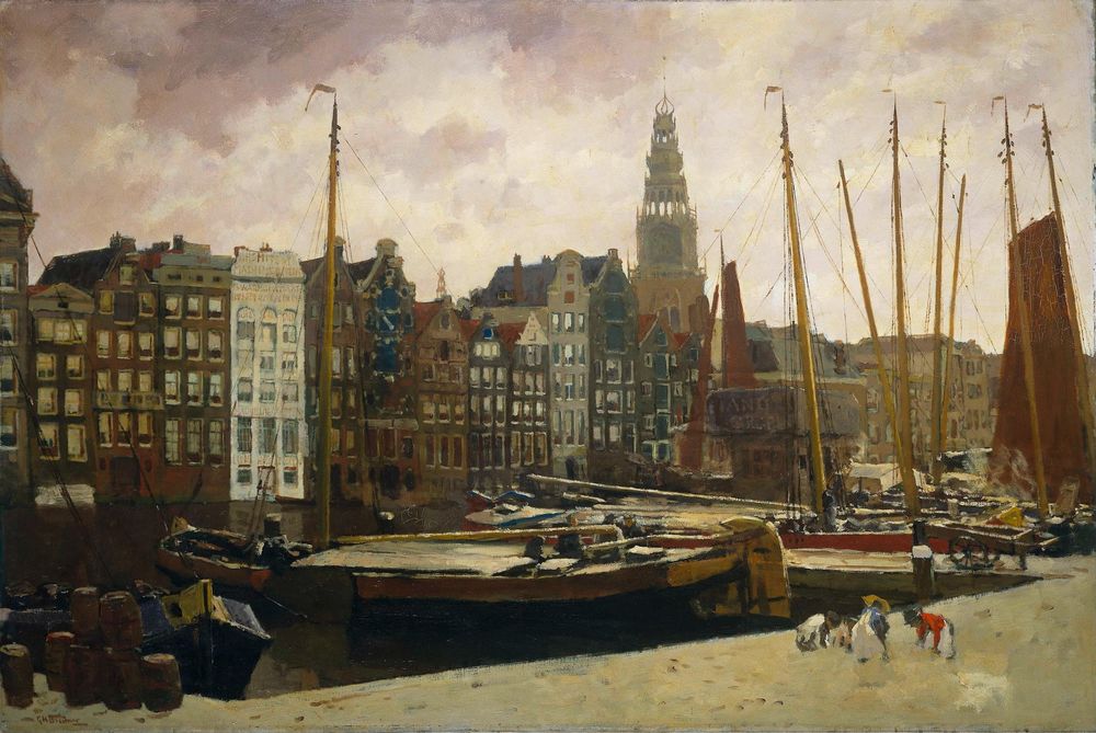 Het Damrak in Amsterdam - by George Hendrik Breitner