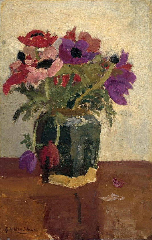 Gemberpot met anemonen - by George Hendrik Breitner