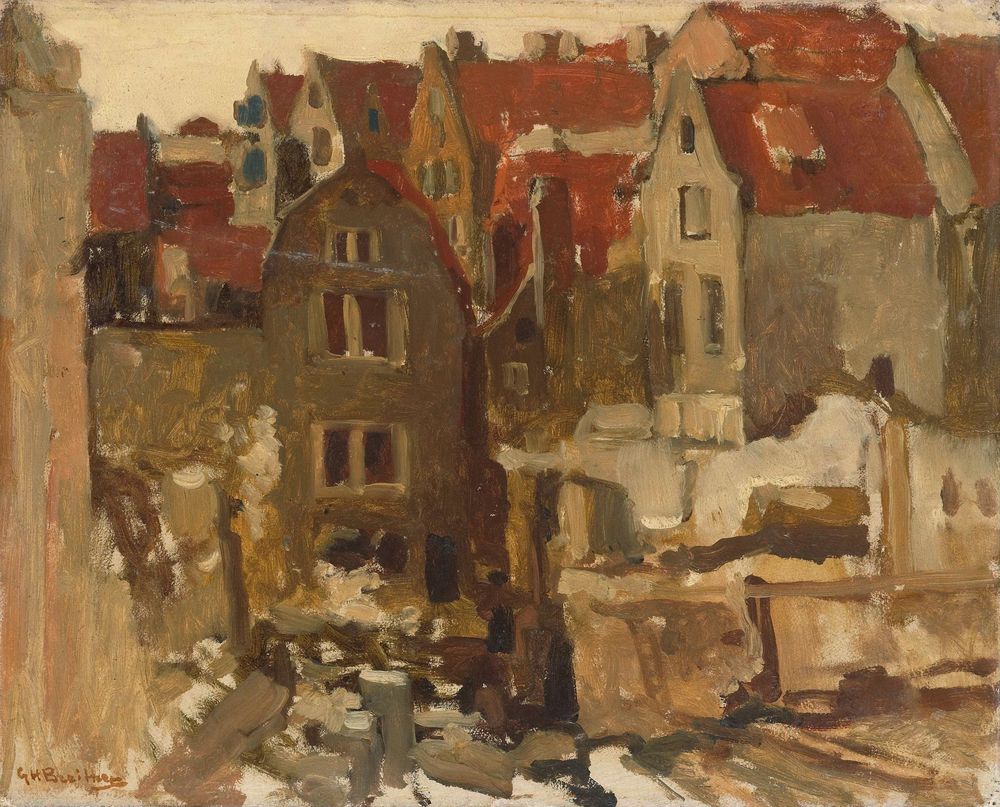 Afbraak van de Grand Bazar de la Bourse aan de Nieuwendijk te Amsterdam. - by George Hendrik Breitner