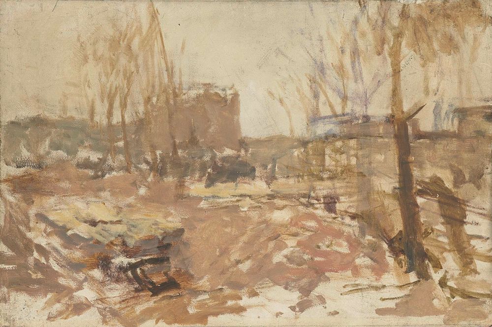 Bouwterrein aan de De Clercqstraat - by George Hendrik Breitner