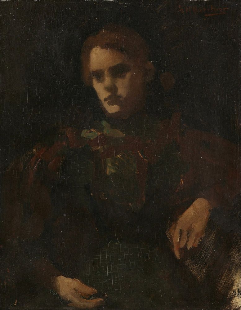 Modelstudie (Geesje Kwak?) - by George Hendrik Breitner