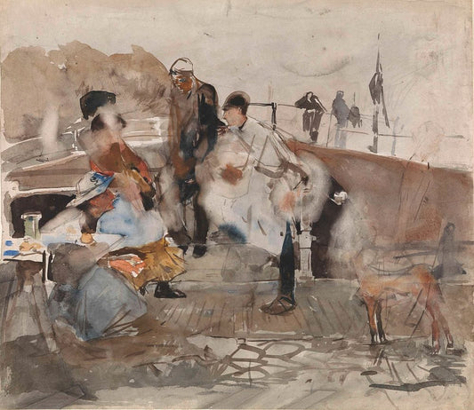 Gezelschap op een boot - by George Hendrik Breitner