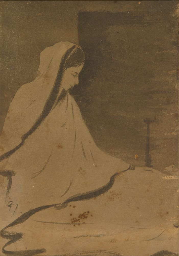 Vigil, illustration of Rabindranath's poem Gitanjali - by Gaganendranath Tagore