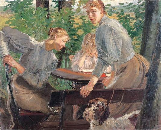 Die Töchter des Künstlers im Garten (The Daughters of the Artist in the Garden) - by Fritz von Uhde