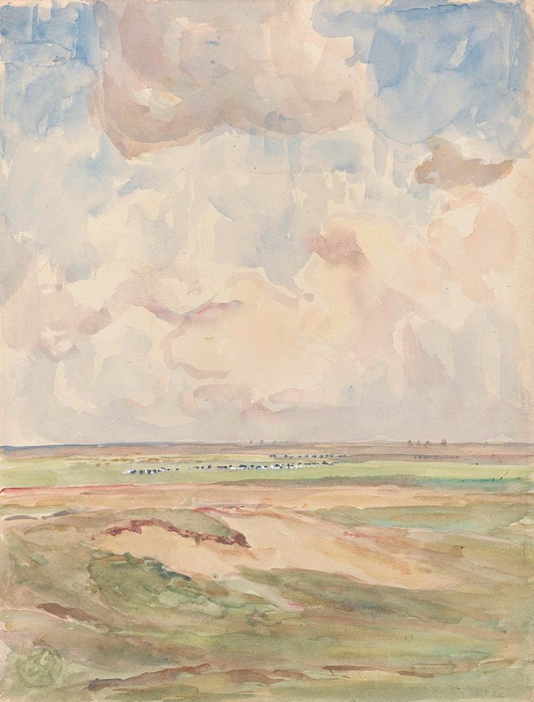 Landschap met kudden in een grasveld - by Frans Smissaert