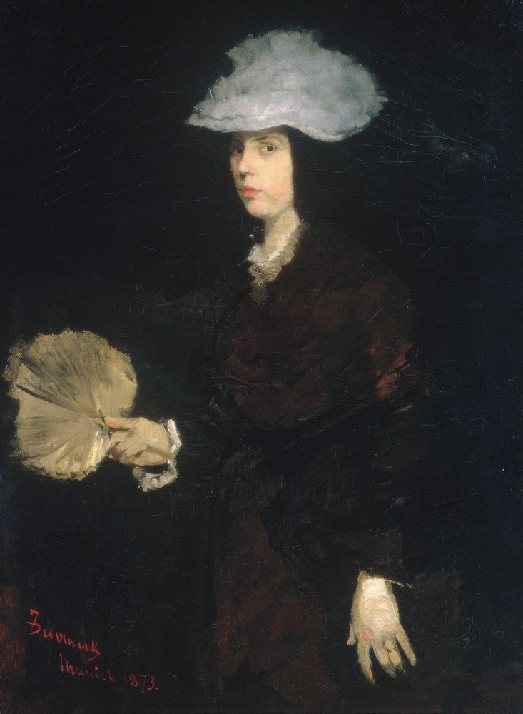 Lady with Fan - by Frank Duveneck