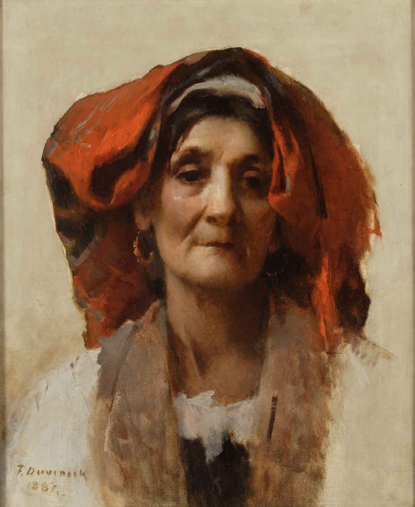 Head of an Italian Woman - by Frank Duveneck