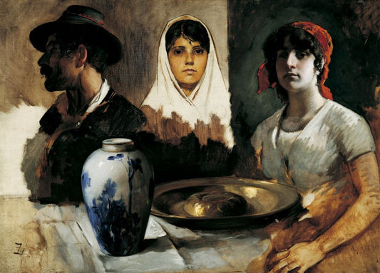 Study of Three Heads with Salver and Jar - by Frank Duveneck