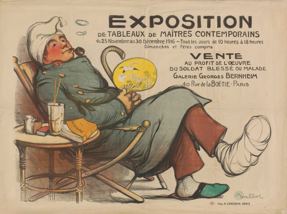 Exposition de tableaux de maîtres contemporains de 25 novembre au 30 décembre 1916...Vente au profit de l'oeuvre du soldat blessé ou malaise - by Francisque Poulbot