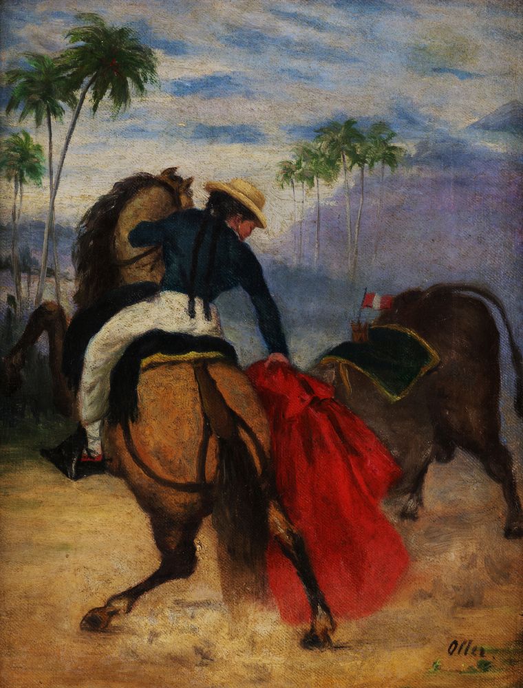 Capeadora a Caballo - by Francisco Oller