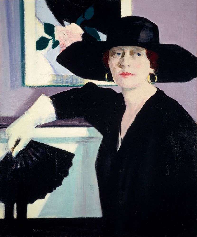 Portrait of a Lady in Black - by Francis Cadell