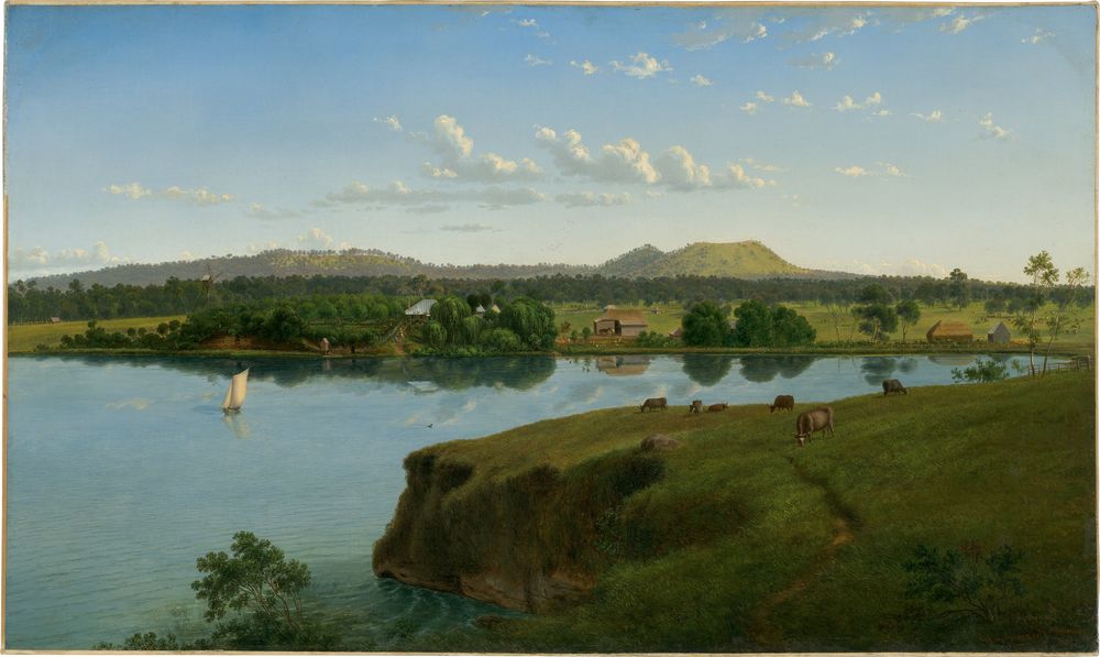 Purrumbete from across the lake - by Eugene von Guerard