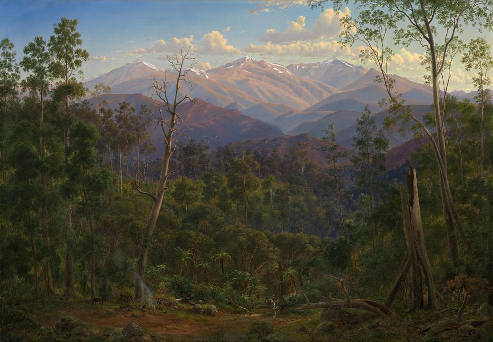 Mount Kosciusko, seen from the Victorian border (Mount Hope Ranges) - by Eugene von Guerard