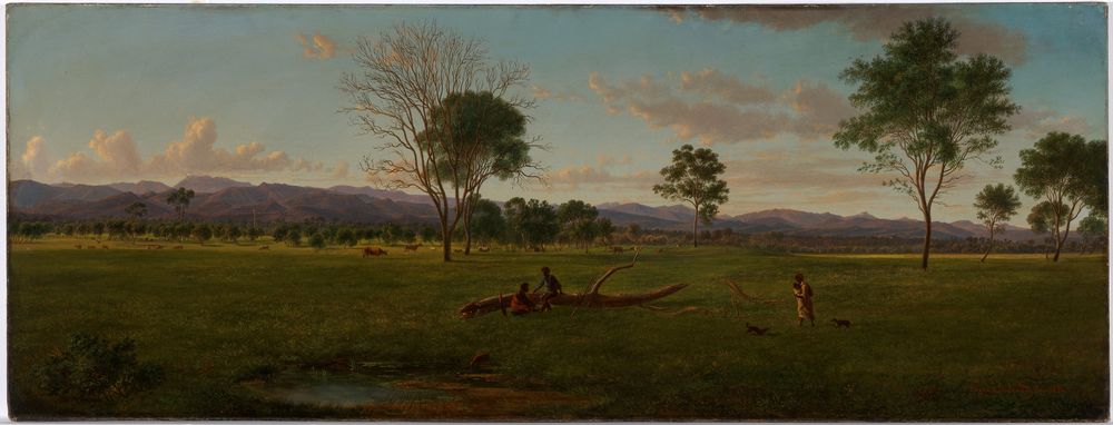 View of the Gippsland Alps, from Bushy Park on the River Avon - by Eugene von Guerard