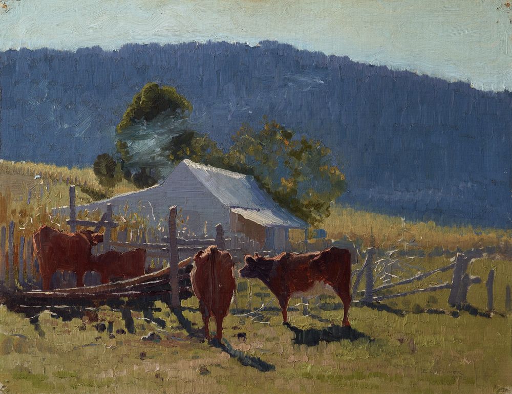 Milking time (Araluen Valley) - by Elioth Gruner