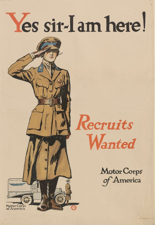 Yes Sir - I Am Here! Recruits Wanted Motor Corps of America - by Edward Penfield