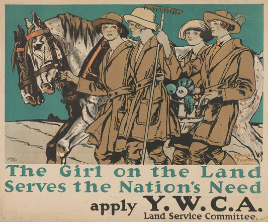 The Girl on the Land Serves the Nation's Need ... Y.W.C.A. - by Edward Penfield