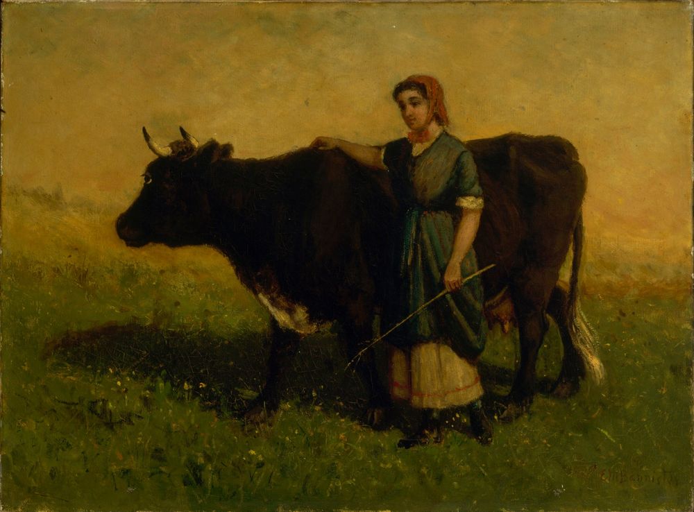 Untitled (woman walking with cow) - by Edward Mitchell Bannister