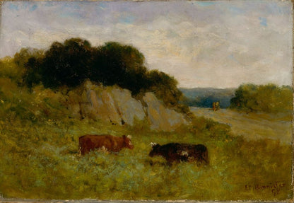 Untitled (landscape with two cows) - by Edward Mitchell Bannister