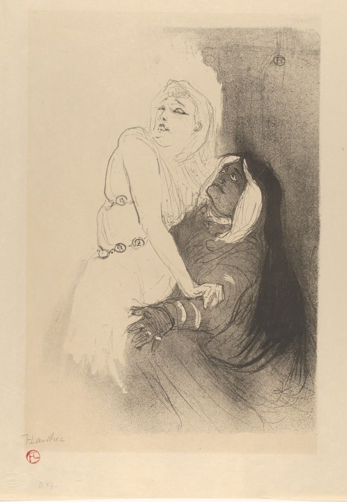 At the Théâtre de la Renaissance:  Sarah Bernhardt in Phèdre - by Edward Ancourt