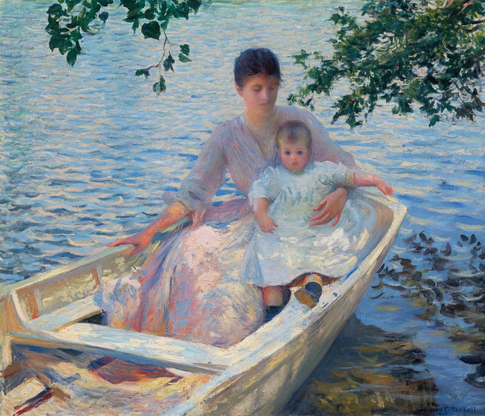 Mother and Child in a Boat - by Edmund C. Tarbell