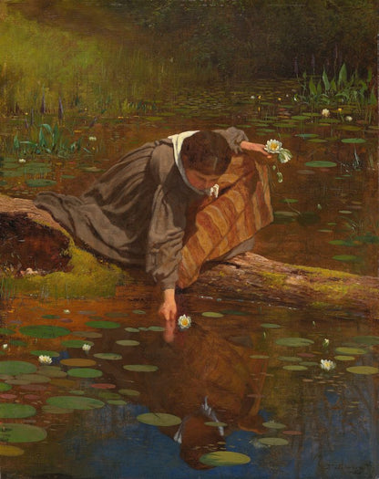 Gathering Lilies - by Eastman Johnson