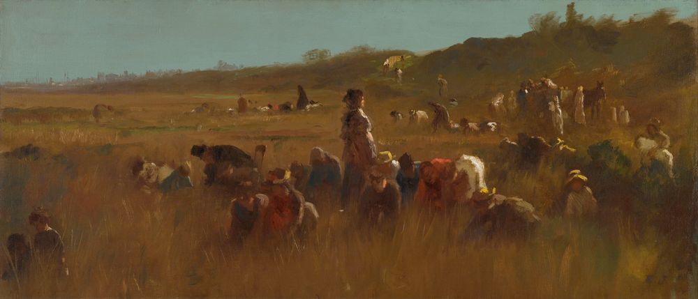 Cranberry Pickers, Nantucket - by Eastman Johnson