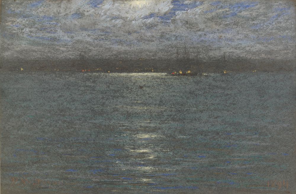 Night: A Harbor - by Dwight William Tryon