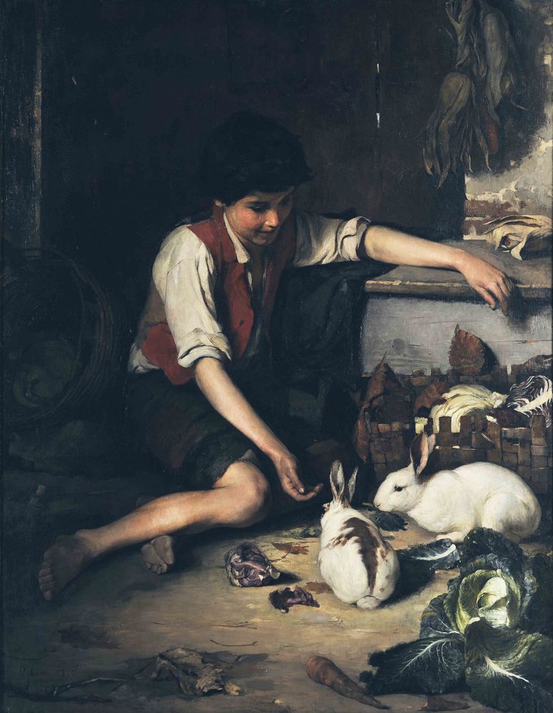 The Child with the Rabbits - by Polychronis Lembesis