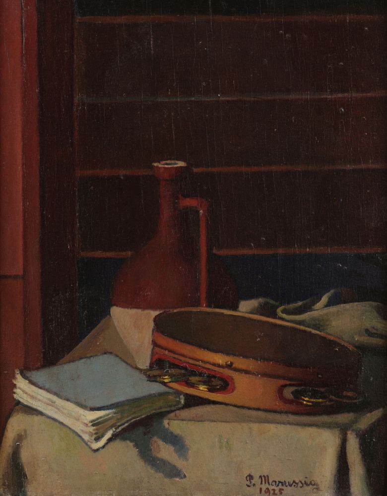 Still Life with Tambourine - by Piero Marussig