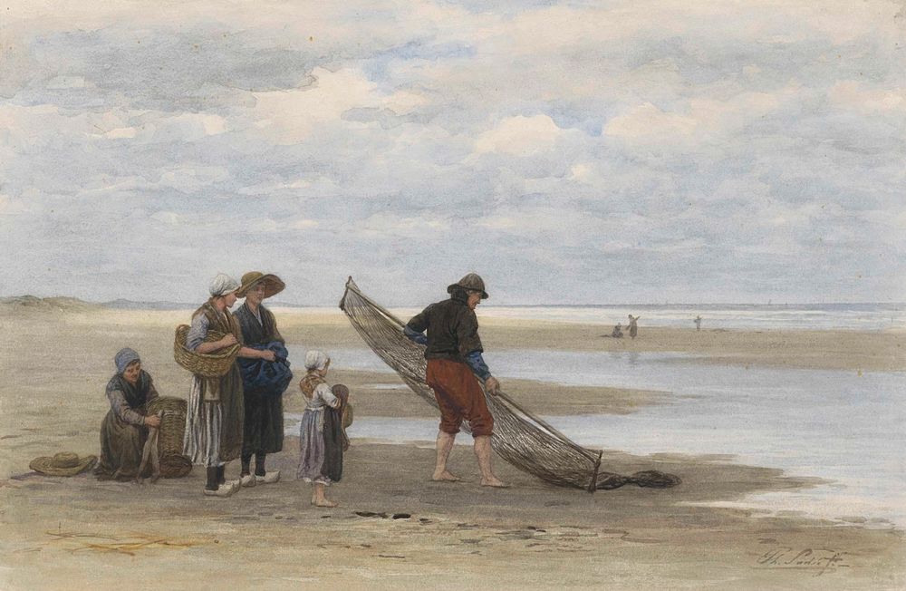 Garnalenvisser op het strand - by Philip Sadée